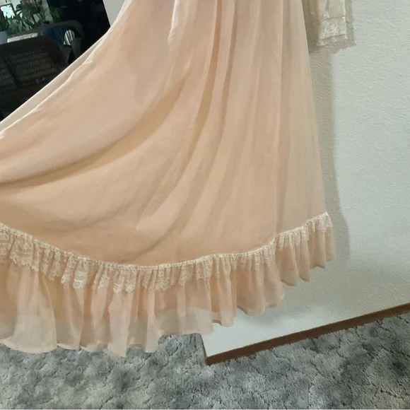 RARE Vintage Gunne Sax Full Skirt Boho Long Lace Up Corset Ruffled Maxi Dress - Picture 6 of 14